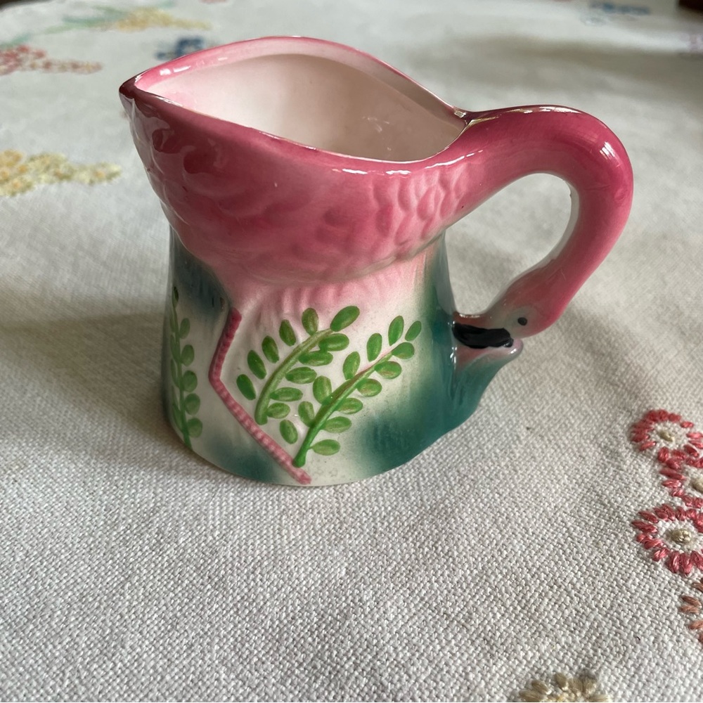 Vintage Sarsaparilla Deco Design 1982 Pink Flamingo Creamer. 3"Tall x 4" Wide - Picture 12 of 14